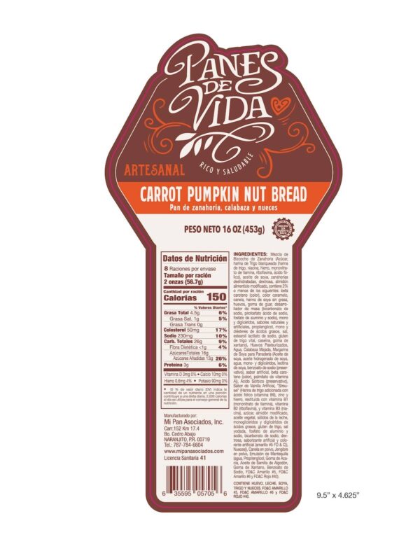 CAK64 -Pan de Vida Carrot Pumpkin Nut Bread